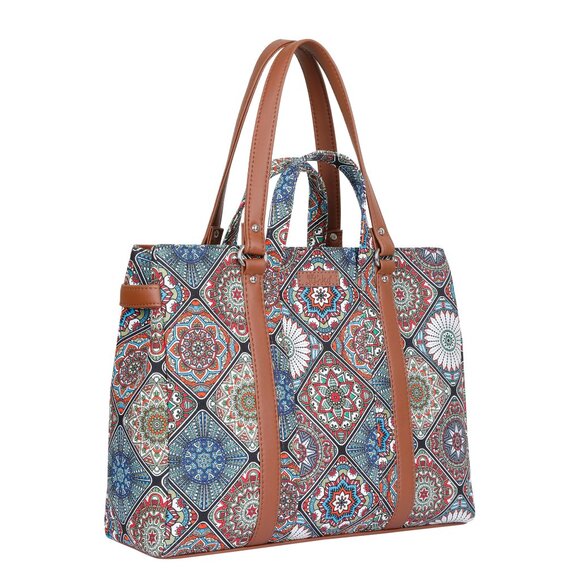 Multicolour Printed Women Tote Bag – Hand Crafted Fabric Handbags, Satchel Purse - Picture 8 of 10